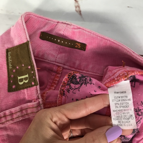 Bella Dahl Pink Corduroy Capri Pants Size 25 - Picture 4 of 7